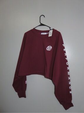Telfar Cropped Crew Sweatshirt NWT in oxeblood